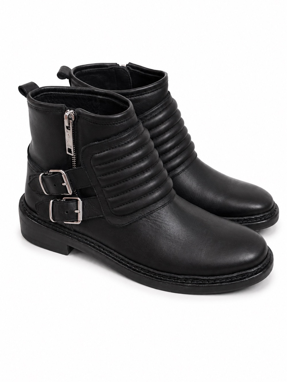 Burberry Brit Keating Leather Moto Biker Ankle Boots